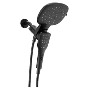Verso Square 8-Spray Patterns 7 in. Wall Mount Dual Shower Heads and Handheld Shower with Infiniti Dial in Matte Black