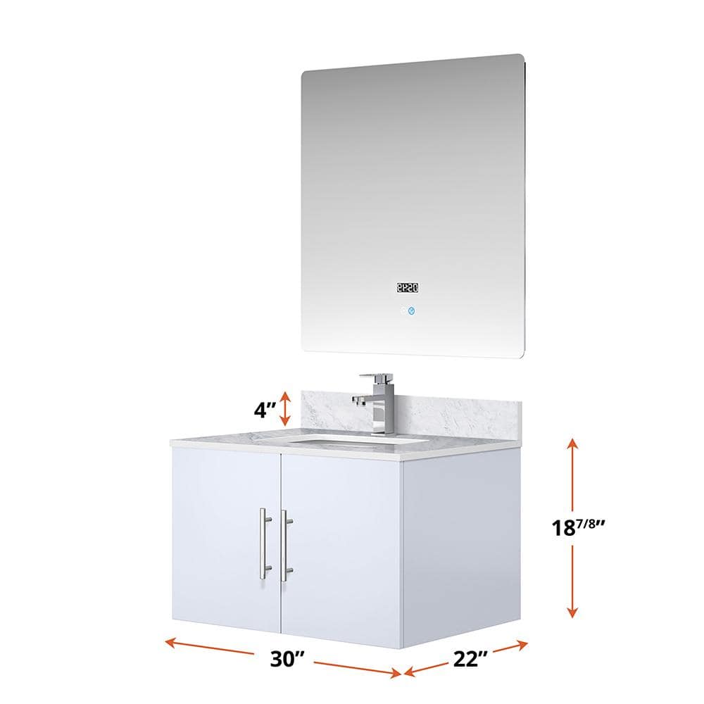 Geneva 30'' Glossy White Wall-Mounted Vanity Cabinet
