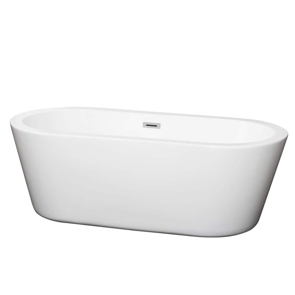 Mermaid 67'' White Acrylic Freestanding Soaking Bathtub