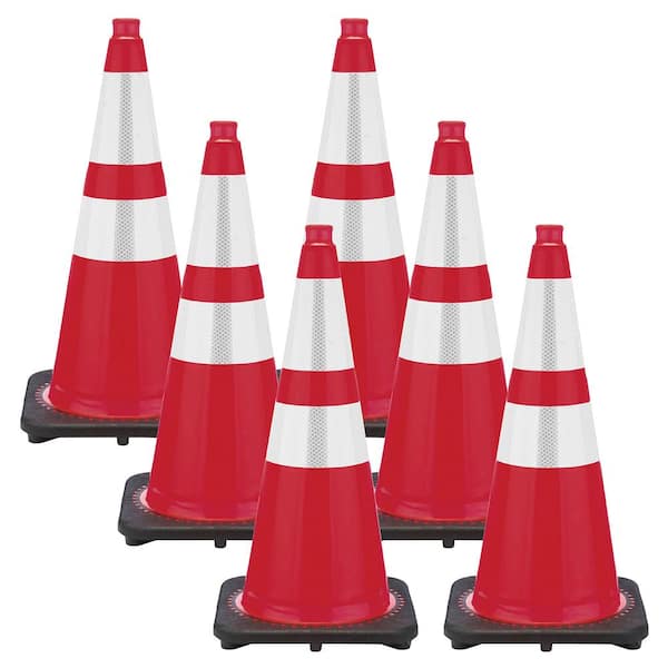 Mr. Chain 28 in. Red Reflective Traffic Cones (6-Pack)