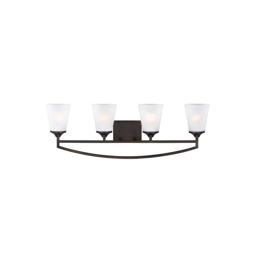 Hanford 33 in. 4-Light Bronze Nickel Modern Transitional Wall Bathroom Vanity Light with Satin Glass Shades price history on PriceWatchPro