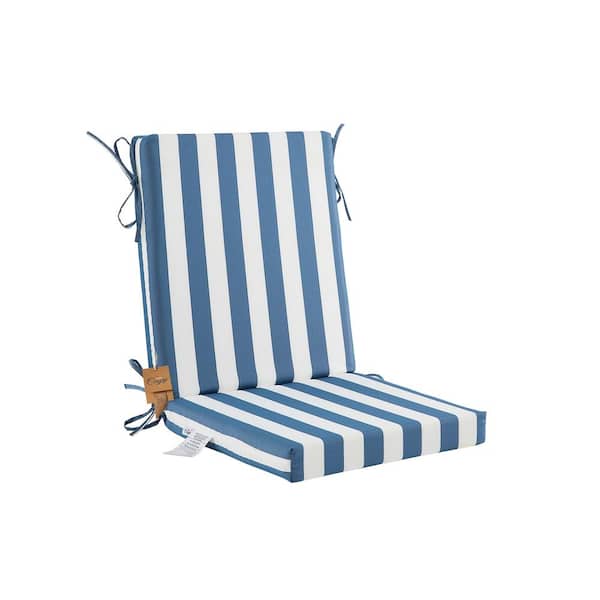 BLISSWALK Outdoor Patio Dining High Back Chair Cushions with Removable Cover, Chair Seat Cushion, 42" L x 21" W x 3" H,Blue Stripe