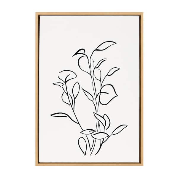 Kate and Laurel Sylvie Botanical Sketch Print No 2 in. 1-Piece Natural Framed Canvas Art Print, 33.00 in. x 23.00 in.