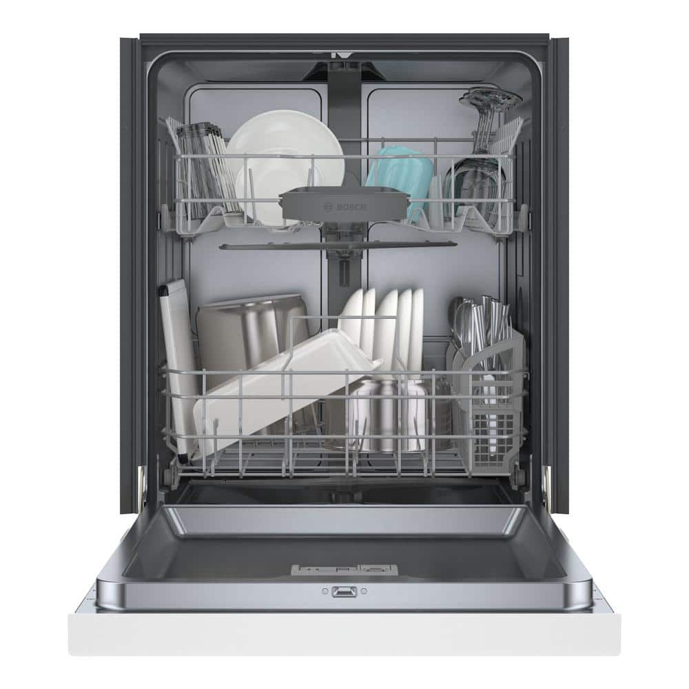 24" White Built-In Dishwasher with Stainless Steel Tub