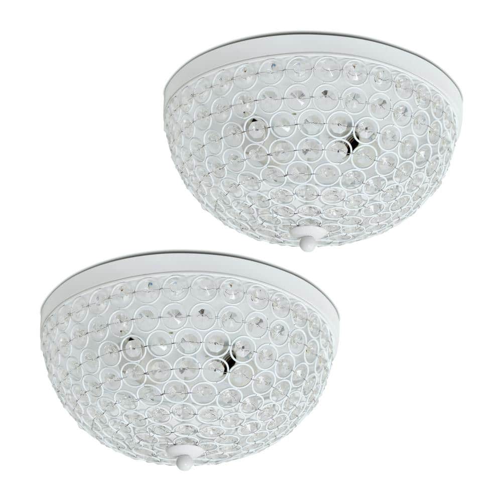 Elegant Crystal Harmony 4-Light White Flush Mount Ceiling Fixture