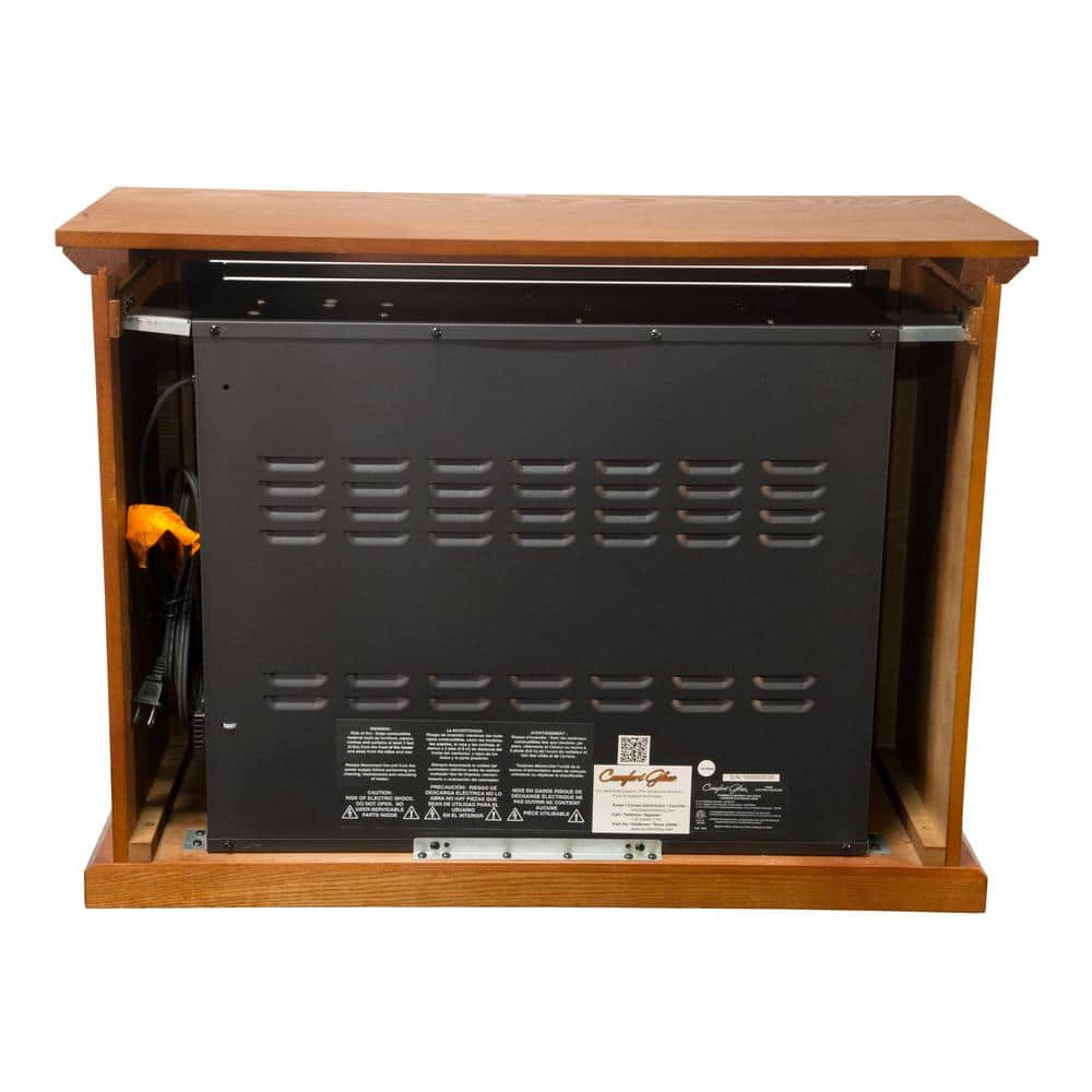 Vintage Oak Electric Mobile Fireplace with Tri-Color Flame