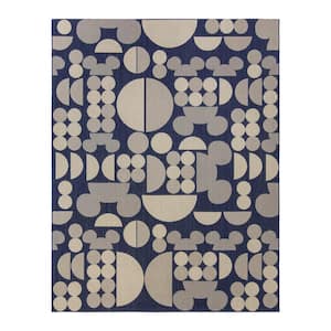 Mickey Mouse Spheres Navy/Sand 6 ft. x 9 ft. Abstract Indoor/Outdoor Area Rug