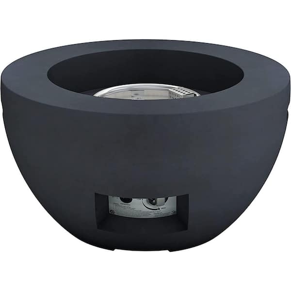 KANTE 25 in. W x 13.4 in. H Outdoor Round Concrete Metal Propane Gas Modern Smokeless Bowl Fire Pit Table in Charcoal
