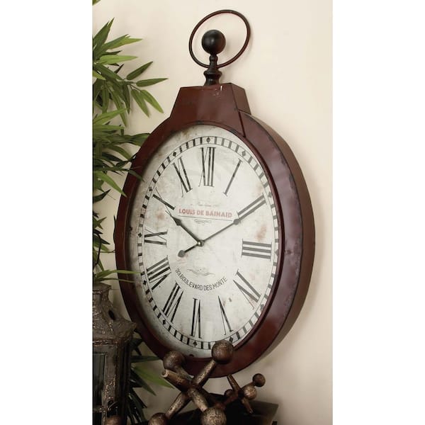 Litton Lane 34 in. x 21 in. French Inspired Antique Reproduction Style Oval Wall Clock