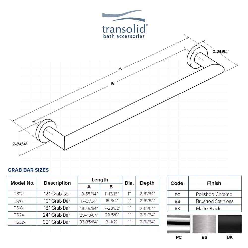 Polished Chrome 24-Inch Stainless Steel Grab Bar
