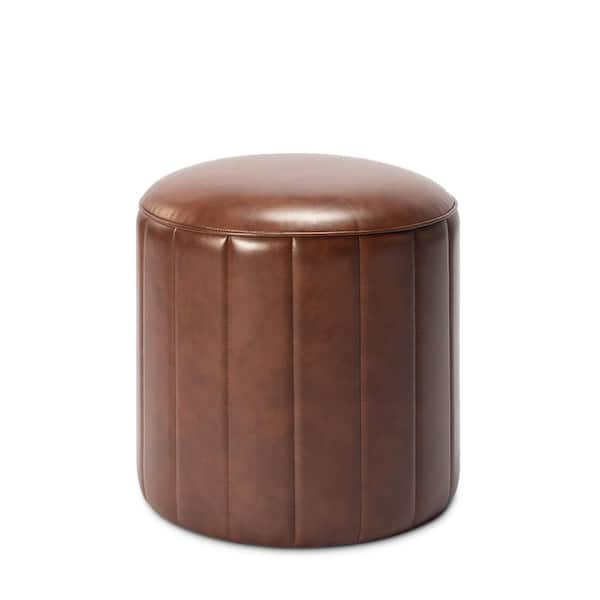 Avalon Faux Leather Pouf - Brown — Cam Rugs