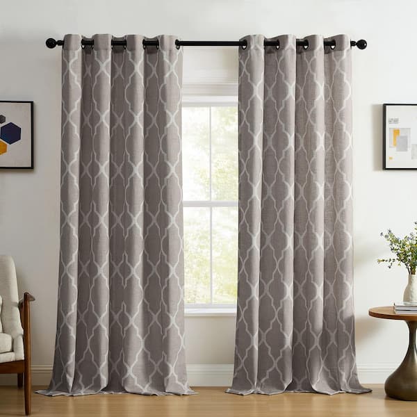 Stone Trellis Grommet Room Darkening Curtain - 52 in. W x 95 in. L