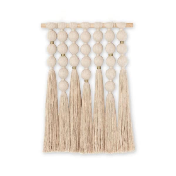 Boho Beige 16 in. x 23 in. Cotton Handmade Tapestry
