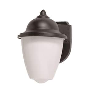 Porch and Utility Acorn 1-Light Black 4000K Energy Star LED Outdoor Wall Mount Sconce with Durable White Acrylic Lens