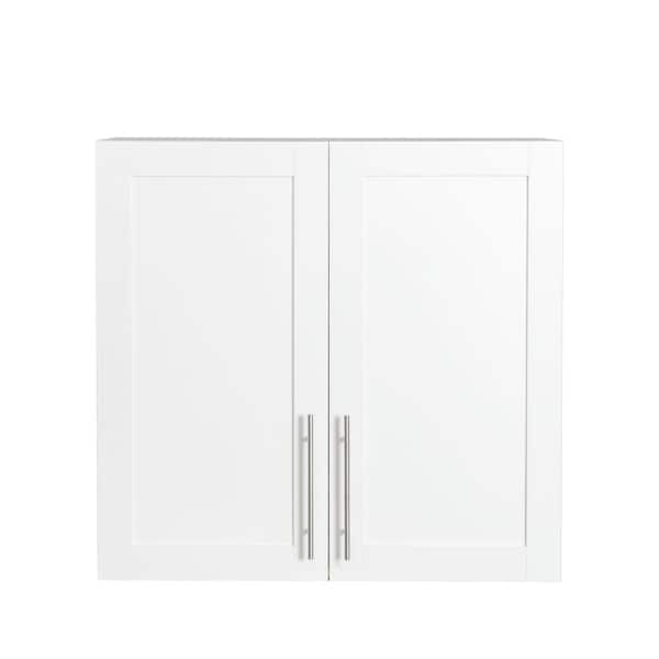 Tileon 31.5 in. W x 11.81 in. D x 29.92 in. H Bathroom Storage Wall Cabinet in White, Stackable Wall Mounted Storage Cabinet