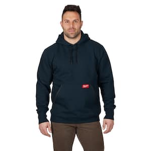 Men's Small Blue Heavy-Duty Cotton/Polyester Long-Sleeve Pullover Hoodie