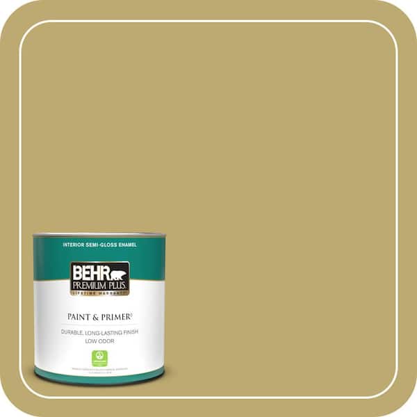 BEHR PREMIUM PLUS 1 qt. #370F-5 Coriander Seed Semi-Gloss Enamel Low Odor Interior Paint & Primer