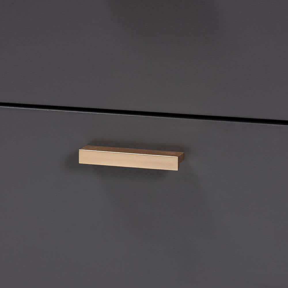 Kelson Dark Gray and Gold Wood 2-Drawer Nightstand