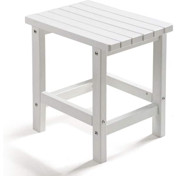 PASAMIC 17 in. White Rectangular HDPE Outdoor Side Table