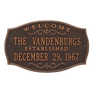 Brookfield Welcome Rectangular Standard Wall 2-Line Anniversary Personalized Plaque in Oil-Rubbed Bronze