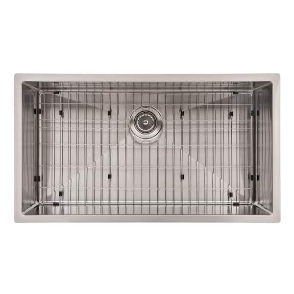NewAge Products Home Kitchen 18 Gauge Stainless Steel 32 in. Single Bowl Undermount Kitchen Sink with Bottom Grid