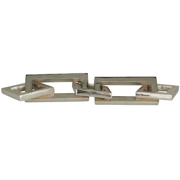 CosmoLiving by Cosmopolitan 4 in. x 2 in. Silver Rectangle Aluminum Chain Sculpture