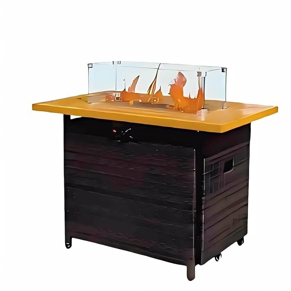 40 in. Rectangle 50,000 BTU Brown Outdoor Propane Gas Fire Pit Table with L