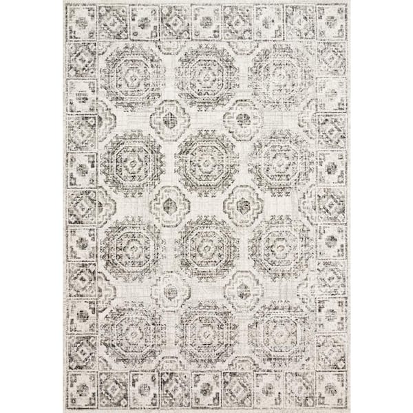 Home Decorators Collection Vivian Ivory Charcoal 8 ft. x 11 ft. Global Polypropylene Area Rug