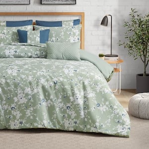 Fianna Floral 7-Piece Sage Polyester Full/Queen Comforter Set