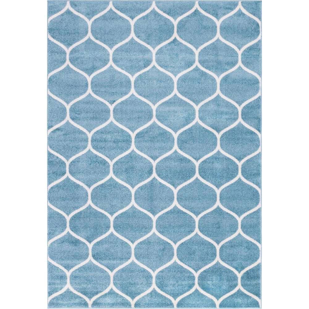 Trellis Frieze Rounded Light Blue 10 ft. x 14 ft. Area Rug price history on PriceWatchPro