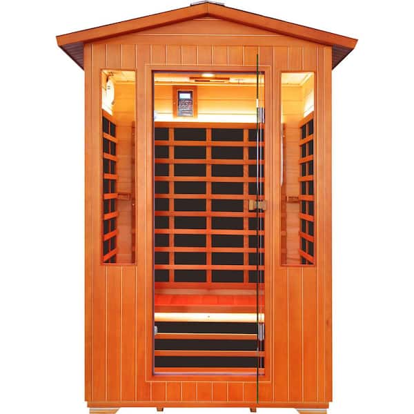 2-Person Outdoor Infrared Sauna with 8 Far Infrared Carbon Crystal Heaters, 1 LED Beauty Light