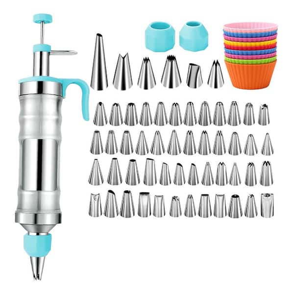 54-Piece Stainless Steel Cake Decorating Tools Set with Piping Tips, Silicone Baking Cups for Cupcake, Pastries