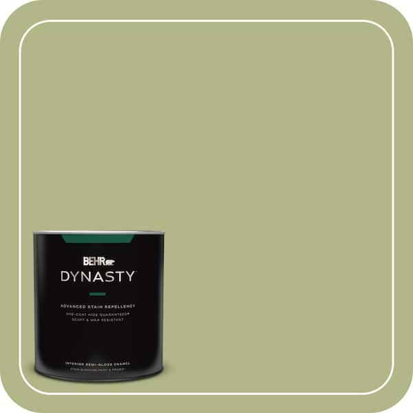 BEHR DYNASTY 1 qt. #PPU10-07 Lima Green One-Coat Hide Semi-Gloss Enamel Interior Stain-Blocking Paint and Primer