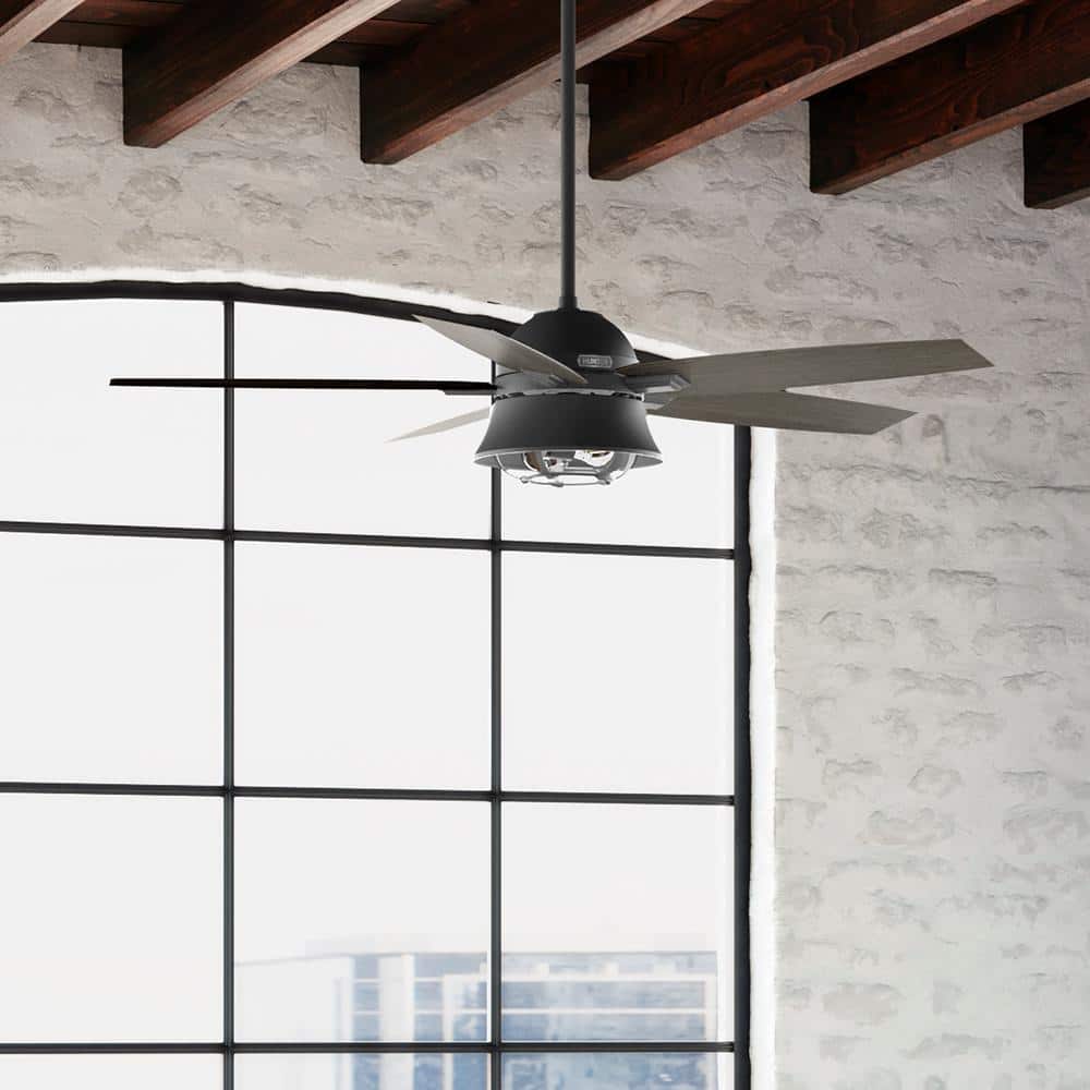 52" Matte Black Hampshire Ceiling Fan with LED Light and Remote