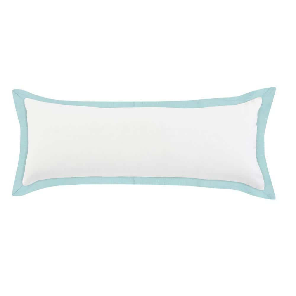 Empire White /Icy Blue Border Soft Poly-Fill 14 in. x 36 in. Indoor Throw P