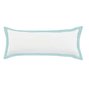Empire White /Icy Blue Border Soft Poly-Fill 14 in. x 36 in. Indoor Throw Pillow