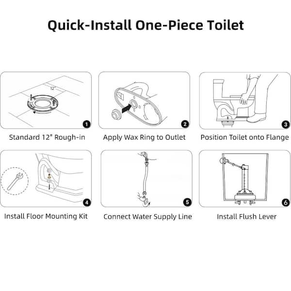 Gold One Piece Toilet 17 in. ADA Seat Height with Elongated Toilet Bowl, 1.28 GPF Single Flush, Soft-Close Seat Included