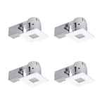 4 in. Square Matte White Recessed Bathroom Kit with Frosted Glass (4-Pack)