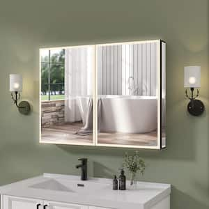 40 in. W x 30 in. H Rectangular Aluminum Medicine Cabinet with Mirrors and LED Lights Bathroom Recessed or Surface Mount