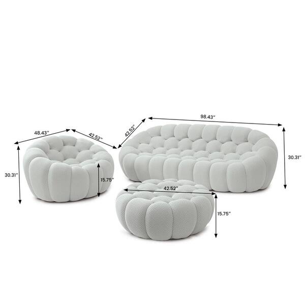 その他 CabCallawayACMEFurnitureDELMAR SOFA3P Benjara Zeo 99 in. Round Arm 2-Piece Corduroy L-Shaped