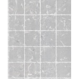 Ronald Redding Silver Metal Leaf Squares Paper Unpasted Matte Wallpaper (36 in. x 24 ft.)