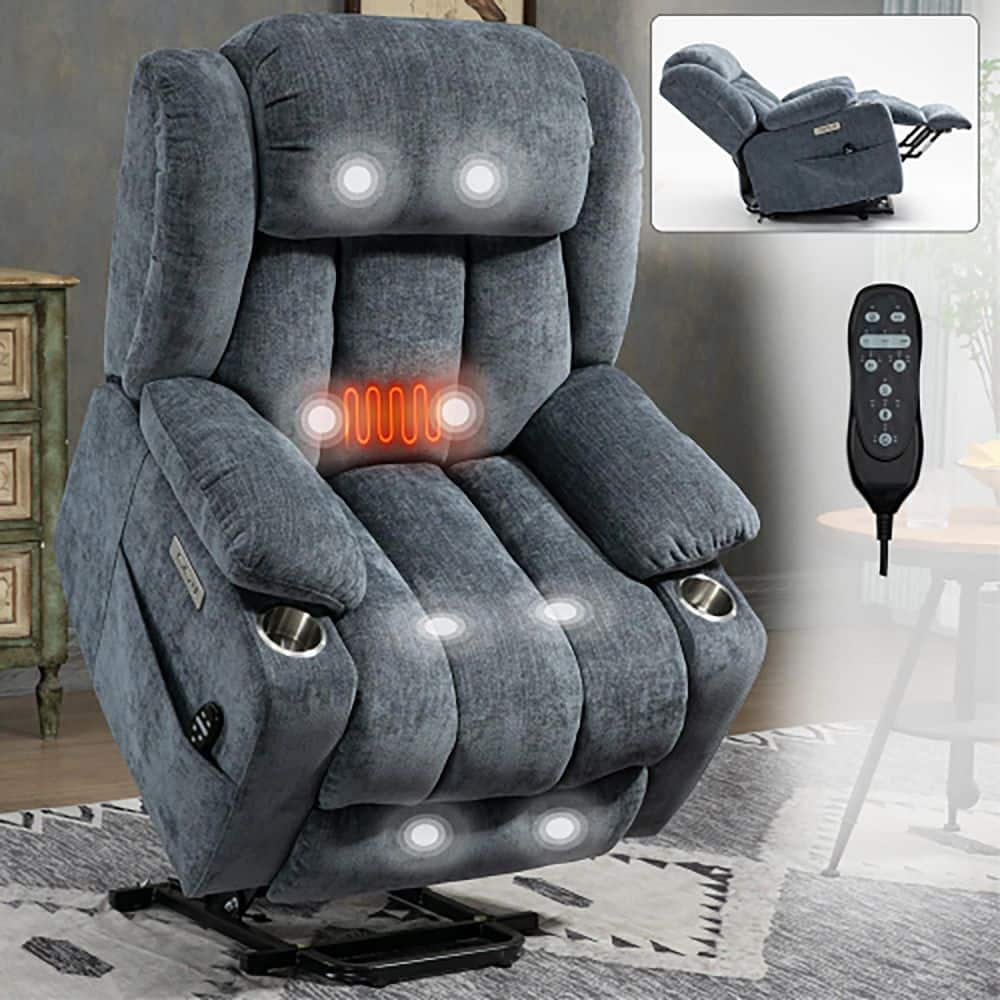 Power Lift Recliner Chair w/ 8-Point Vibration Massage and Lumbar Heating, 