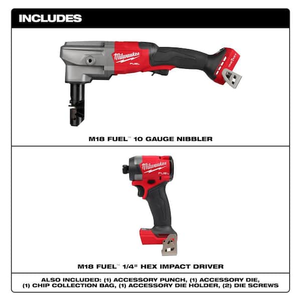 M18 FUEL 18V Lithium-Ion Brushless Cordless 10-Gauge Variable Speed Nibbler w/ Impact Driver