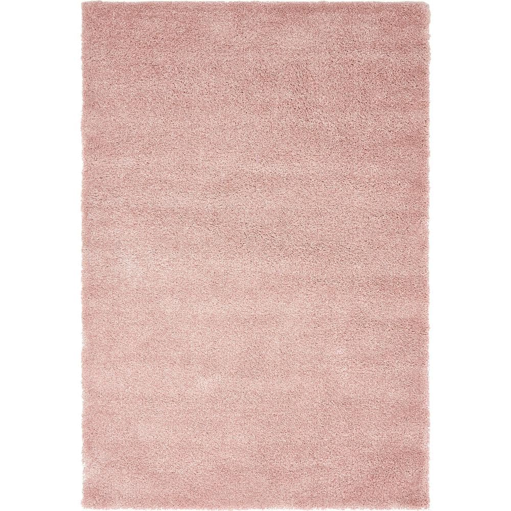 Pink High Pile Shag Rectangular Area Rug