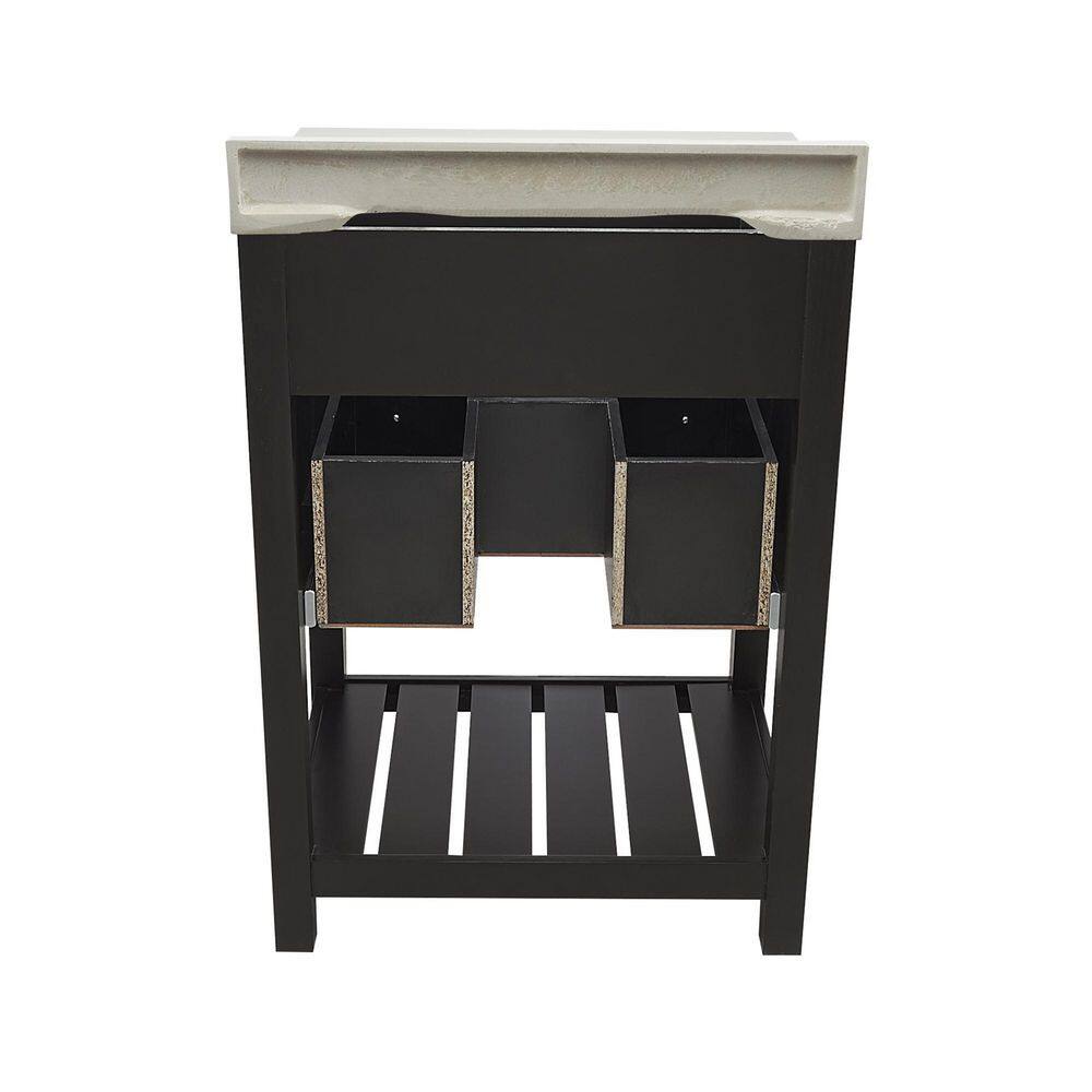 Espresso 25'' Single Bathroom Vanity with White Quartz Top