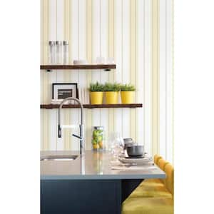 Smart Stripes 3 Yellow Slim Stripe Sheen Finish Non-Pasted Vinyl on Non-Woven Wallpaper Sample