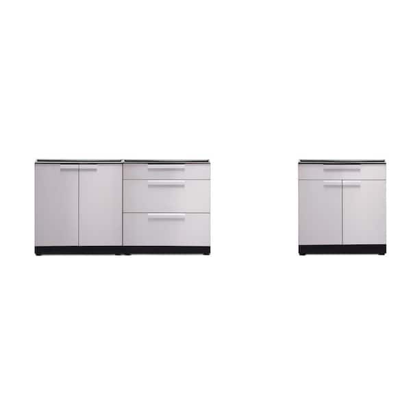 NewAge Products Stainless Steel 3-Piece 96 in. W x 34.25 in. H x 24 in. D Outdoor Kitchen Cabinet Set