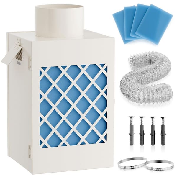 Metal Indoor Dryer Vent Kit with Lint Trap, Safety Flap, Hose and Polyester Filters for Electric Dryers