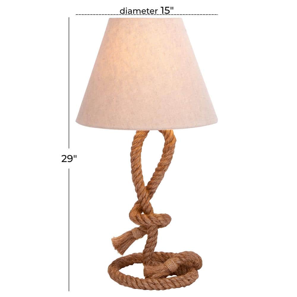 26" Rustic Jute Rope Table Lamp with White Shade