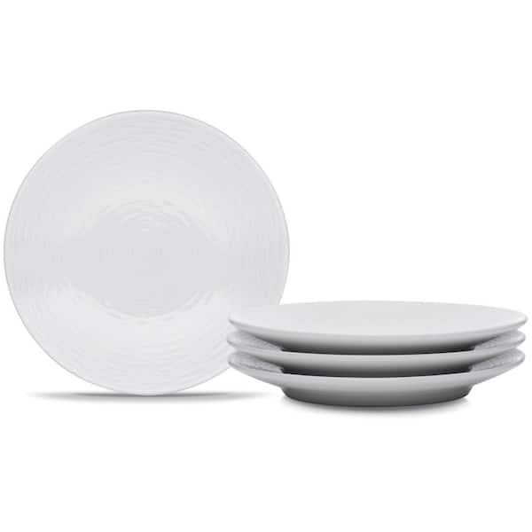Noritake Colorscapes White-on-White Swirl 6.5 in. (White) Porcelain Coupe Appetizer Plates, (Set of 4)